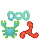 Durable Woven Fiber 3 Way Tug O War Squeakers Multiple Layers. Made Durable, Strong & Tough. Interactive Play Dog Toy (Tug, Toss & Fetch). Machine Washable & Floats (Combo Pack #1)