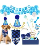 23 Pcs Dog Birthday Party Supplies Dog Birthday Toy Set Dog Birthday Cake Teething Toys Squeak Toy Interactive Dog Toys Dog Birthday Decorations with Box for Puppy Small Medium Dogs(Blue)