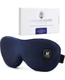 Aroma Season Heated Eye Mask Silk, Cordless Warm Eye Compress for Dry Eyes, Blepharitis, MGD, Washable, Moist Heat Treatment to Unclog Lacrimal Glands,navy