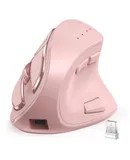 Vertical Mouse, Wireless Ergonomic Optical Mouse (BT 5.0 + Bluetooth 3.0 + USB Connection) with 9 ButtonsMac(Pink)