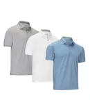 Mio Marino Designer Golf Polo Shirt 3 pack-Denim Blue, Gray, White- 3XL