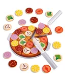 Pizza Juegos de Madera, Pizza Juguetes de Cocina Juguetes Comida de Madera,Piezas Cocina Juguete de rol Pizza Cocinita Infantil