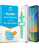 Power Theory Premium Tempered Glass Screen Protector for iPhone 14, Includes Easy Install Tray, 2-Pack