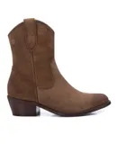 Xti Women's Italian Western Leather Booties In Taupe