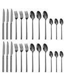 Silverware Set for 4 24-Piece Stainless Steel Flatware Cutlery Set Mirror Polished Dishwasher Safe Kitchen Utensil Include Knives/Forks/Spoons Tableware for Home/Hotel Restaurant