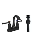 4 inch Centerset Black Bathroom Sink Faucet with Drain