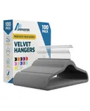 Velvet Non-Slip Hangers - 100 Pieces Non-slip Coat Hanger Set with 360° Swivel Hook, Space-Saving, Sleek Design, Keep Closet Organized, Smooth Velvet Finish, Lightweight Construction - Gray