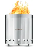 Wood Burning Fire Pit Stove - Smokeless Outdoor Stove for Wood Fires, Camping, Cooking, and Garden Gatherings, Durable, Stainless Steel with Removable Ash Pan, with Stand and Black Carry Bag