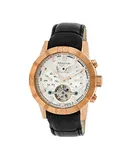 Heritor Automatic Hannibal Semi-Skeleton Leather-Band Watch - Rose Gold/Silver