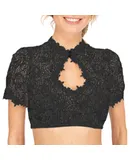 Dirndl Blouse Women's Black Lace Costume Short Sleeve 5XL