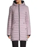 Hfx Scuba Stretch Active Hooded Puffer Coat In Lilac/charcoal