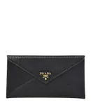 Prada Black Vitello Move Leather Long Envelope Wallet