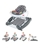 Baby Walker, 6-in-1 Foldable Baby Walker and Bouncer Combo, Infant Activity Walker with Wheels, Adjustable Heights, Rocker, Music, Lights, Walker for Baby Boy Girl 7-14 Months (Gray)