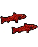 World's Tuffest Soft Dog Toy Ocean TroutSqueakers Multiple Layers. Made Durable, Strong & Tough. Interactive Play (Tug, Toss & Fetch). Machine Washable & Floats. (Regular 2 Pack, Red)