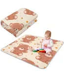 Boho Portable Baby Play Mat, 43 x 43 Inch Washable Foldable Crawling Mat, Non Slip Playmat for Babies, Kids Play Mats Pad for Floor Playpen Toddler Infants Tummy Time Activity (Bear)