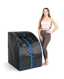 Foldable Infrared Sauna, Portable Sauna for Home, Sauna Tent Sauna Box Portable, Indoor Portable Sauna with Foldable Chair, Wired Controller - Sauna Box for Home 1050W Power, Max 140°F Black