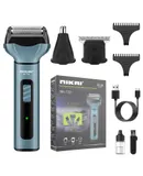 Men's electric shaver, home hair clippers nose hair cutter 3 in 1 set, double mesh beard cutter waterproof and drop-proof
