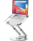 tounee Telescopic Laptop Stand for Desk with 360° Swivel Base, Sit to Stand, Height Adjustable, Compatible with MacBook Pro, All Laptops 11-17