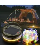 Solar Camping String Lights, Portable Waterproof Camping Lamp with 8 Lighting Modes,(32.8ft)Colorful