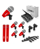5 Core Drum Mic Kit 7 Piece Drumset Wired Dynamic Microphone Kick Bass, Tom/Snare & Cymbals Set