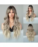 26-28 Inches Long Wavy Hair Wig for Women Natural Curly Burgundy Wig -Style B