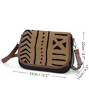 African Mud Tribal Cloth Vintage Crossbody Bag for Women Medium Leather Hobo Bags Shoulder Bag Classic City Leather Satchels