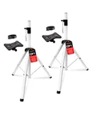 5 Core Speaker Stand White 2Pices Tripod Tall Adjustable Up to 72 Inch DJ Studio Monitor Stands Pole Mount