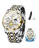 OLEVS Men Silver Watches,Roman Numeral Dress Watch for Men Diamond ,Gold/Silver
