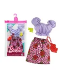 Barbie Fashion Pack with Purple Crop Top, Floral Skirt, Lip-Shaped Purse & Boss Girl Hair Pin