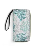 Summer Ocean Ombre Blue Coral Wallet for Womens PU Leather Zip Around Wallers Clutch Wristlet Travel Long Purse