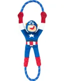 RopeTugz Dog Toy, Durable Rope for Tugging and Chewing, Plush Body with Squeaker, Marvel Captain America