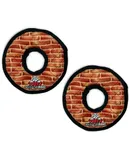 World's Tuffest Soft Dog Toy -MEGA Ring-Squeakers -Multiple Layers. Made Durable, Strong & Tough. Interactive Play (Tug, Toss & Fetch). Machine Washable & Floats (Junior 2 Pack, Brick)