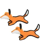 World's Tuffest Soft Dog Toy Jr Zoo Fox Squeakers Multiple Layers. Made Durable, Strong & Tough. Interactive Play (Tug, Toss & Fetch). Machine Washable & Floats (Junior 2 Pack)
