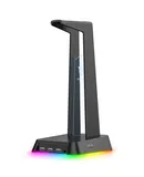 ONIKUMA ST-2 RGB Headphone Stand With 3 USB 2.0 HUB Ports,3.5mm AUX Headsets Holder For Gamers Gaming Computer Desk Accessories-black