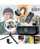 Hollyland LARK M2 Wireless Lavalier Microphone with Lightning Plug (Duo,Shine Charcoal) + 2x Vivitar 8 Inch LED Ring Light Dimmable Lamp for Iphone Smartphone with Tripod Mount Stand + SanDisk Ultra 64GB microSDXC Memory Card UHS-1 Upto 100 MB/s Class 10