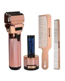 BaByliss Pro FXONE ROSEFX All-Metal Interchangeable-Battery Shaver FX79FSRG + BaByliss Pro Barberology RoseFX Metal Comb Set 9