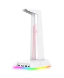 ONIKUMA ST-2 RGB Headphone Stand With 3 USB 2.0 HUB Ports,3.5mm AUX Headsets Holder For Gamers Gaming Computer Desk Accessories-white
