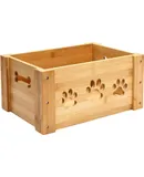 wooden dog toy box, pet Food Box wooden storage crates，suitable for storing cat and dog toys, dog clothes, pet snacks and pet supplies-Natural