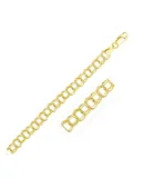 6.0 mm 14k Yellow Gold Solid Double Link Charm Bracelet