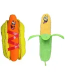 World's Tuffest Soft Dog Toy Funny Food2-in-1 Toy -Multiple Layers. Made Durable, Strong & Tough. Interactive Play (Tug, Toss & Fetch). Machine Washable & Floats. (Combo Pack #2)