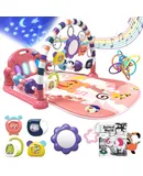 Tummy Time Play Mat, Baby Play Mat for Baby Girl Gifts, Kick and Play Piano Gym with 7 Infant Sensory Baby Toys 0-6 Months, Baby Activity Center Newborn Toys for Baby 0-3-6-9-12 Months