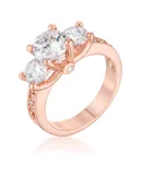 Dazzling Three Stone Engagement Ring with CZ