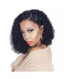 Short Curly Afro Wigs for Black Women Heat Resistant Curly Bob Wig with Side Bangs Full Hair Wig
