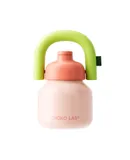 Insulated Water Bottle with Straw Lid, handle,Straw & Screw Top,33oz, (Pink&Green)