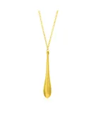 14k Yellow Gold Teardrop Shape Long Pendant