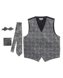 Gioberti Men's Formal 4pc Paisley Vest Necktie Bowtie and Pocket Square