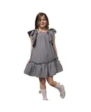 Flutter Sleeve Girl's Dress, Summer Seersucker Style Dress