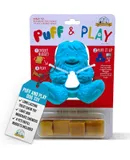 Yeti Puff and Play Dog Toy Dog Chew Holder Fun Stimulating Chew Toy for Teething, Behavior Training for Light to Moderate Chewers Interactive Nuggets Treats Dispenser Puzzle Yeti Blue