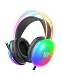 ONIKUMA X25 PC Gaming Headset Headband Headset Computer Gaming Wired Headset Gradient RGB Rainbow Gaming Headset for PS4/PS5/MAC/XBOX/Laptop 3.5mm Audio On-Ear Headset Lightweight Stereo Surround Sound Auto Adjustable Headband 50mm Drivers
