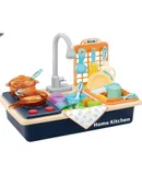 Juega el Fregadero con Agua Corriente, 28 Piezas/Fregadero de plástico Seguro para niños pequeños con Juego de Juego de Grifo